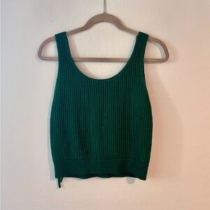 Vince Ribbed Knit Tank in Emerald Green